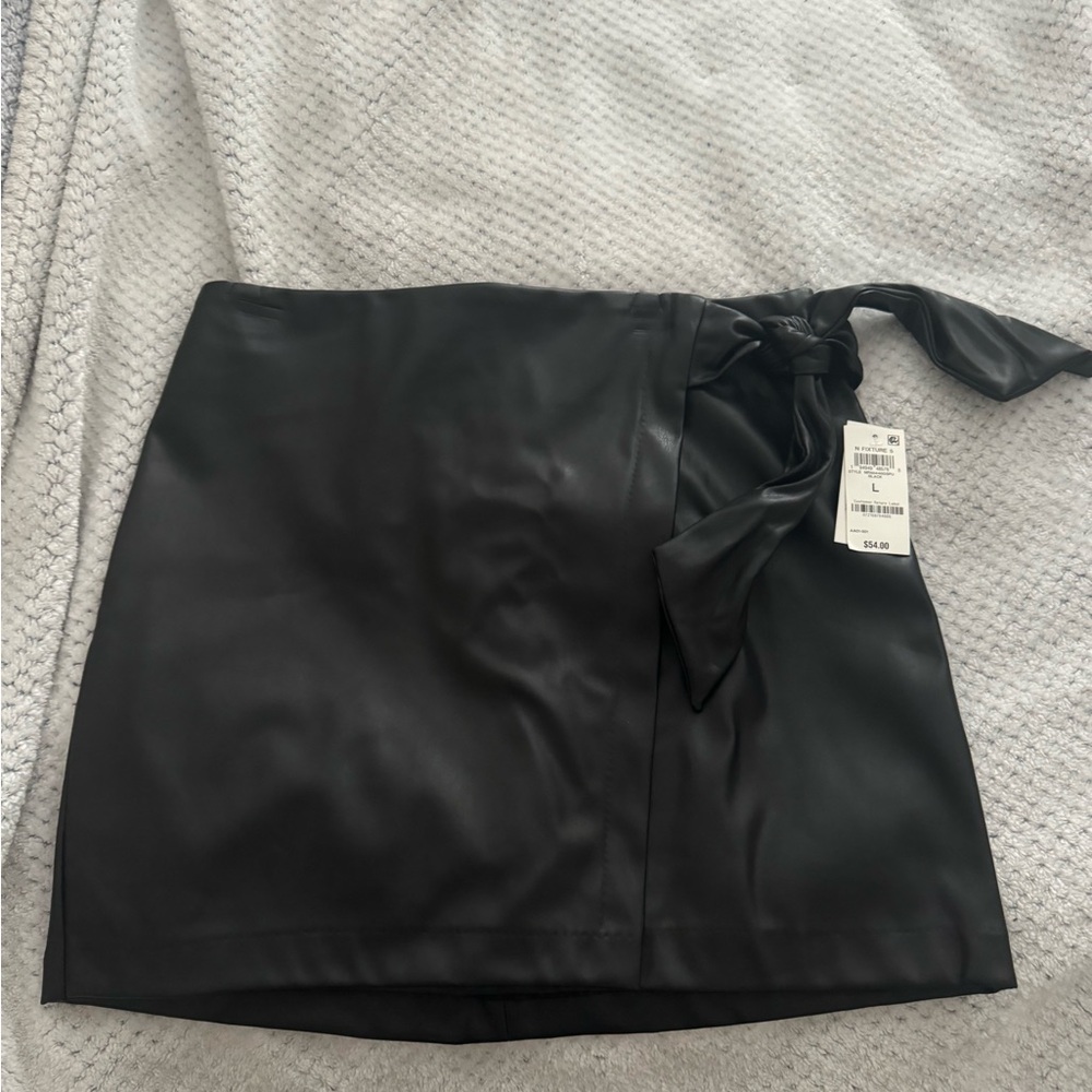 Sleek Black Mini Skirt with Tie Detail